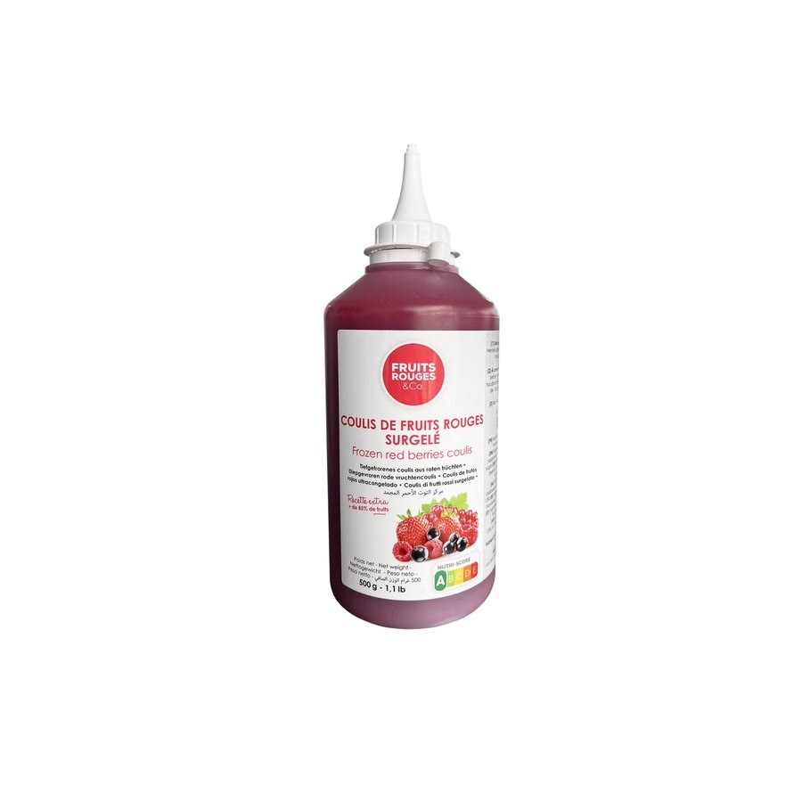 Flacon de coulis de fruits surgelé